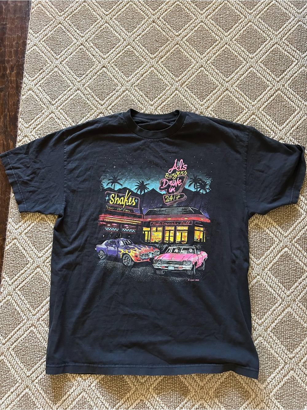 J Galt Oversized Black Retro Diner Graphic Tee One Size Brandy Melville